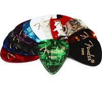Fender 351 Médiators Celluloid Fins, Couleurs Assorties, Lot 12 | Médiators fins en celluloïd, forme classique 351, assortiment varié, parfaits pour les débutants, fabriqués aux États-Unis