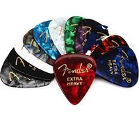 Fender© "351 Medley" Médiators en celluloïd pour Guitare et Basse - Couleurs variées - Extra Heavy - Set de 12