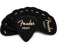 Fender 351 Shape Classic Médiators Celluloïd Heavy Noir 12x | Pack de 12 médiators heavy en celluloïd, forme 351, pour guitare électrique, son chaud et attaque précise