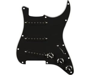 Fender 65 Strat Pre-Wired Pickguard Black - Micro à bobine simple pour guitare