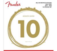 FENDER 70-12L 80/20 Bronze Cordes Acoustiques 12 Câbles, Boule, .010-.050