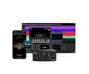 Fender AudioBox GO | Interface audio USB-C 2x2 pour la production musicale, combo micro/ligne XLR, entrée instrument TS, convertisseurs 24 bits/96 kHz, surveillance casque sans latence, Mac & PC