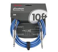 Fender Contour Câble Instrument Jack 6.35mm Droit/Droit 3m Bleu | Câble pour guitare électrique, fiches droites 6,35 mm, blindage en cuivre sans oxygène, faible bruit, plaqué nickel