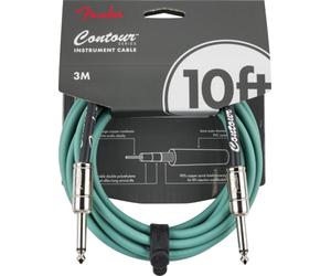 Fender Contour Instrument Cable, Guitar Cable, Guitar Accessories, Straight/Straight, Sherwood Green, 10 ft