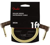 Fender Deluxe Instrument Cable Angle/Straight 1ft | Câble patch coudé 1 pi, idéal pour pédalier, connecteurs plaqués or, faible bruit, guitare électrique & basse