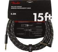 Fender Deluxe Instrument Cable, Straight/Angle, 15' Black Tweed