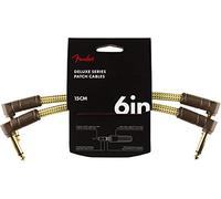Fender Deluxe Instrument Patch Cable Straight 6" 2x | Câbles courts pour pédalier guitare, 15 cm, connecteurs droits, blindage supérieur, lot de 2, pédale d'effets
