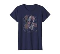 Fender Desert Rose Celestial Guitar and Logo T-Shirt, Femme, Bleu Marine, M