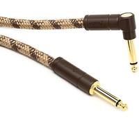 10' Angled Festival Instrument Cable, Pure Hemp, Brown Stripe