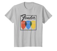 Fender Guitar Picks Vintage Border Break Poster T-Shirt, Enfant, Argent, 3 Ans