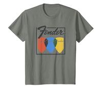 Fender Guitar Picks Vintage Border Break Poster T-Shirt, Enfant, Vert Kaki chiné, 10 Ans