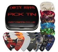 Fender Lot de 24 médiators en celluloïd de calibre moyen 2 de chaque couleur Style 351 dans une boîte pratique