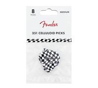 Fender Lot de 8 médiators en celluloïd, forme 351, damier
