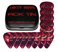 Fender Médiators en celluloïd pour guitare - 12 x Moto rouge - 4 x mince, 4 x moyen, 4 x lourd - 351 style dans une boîte pratique