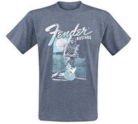 Fender Mustang Girl T-Shirt Manches Courtes Bleu chiné L