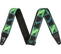 Fender Neon Monogrammed Sangle Guitare Polyester Vert/Bleu 5cm | Sangle réglable en polyester, motif monogramme néon, largeur 5cm, pour guitare électrique & acoustique, idéale débutants