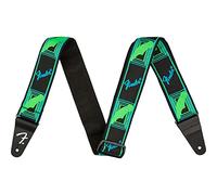 Fender »NEON MONOGRAMMED STRAP« Sangle pour guitare en polyester - Largeur: 5cm - Couleur: Green/Blue 0990681303