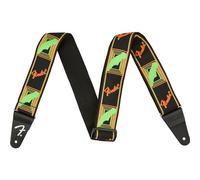 Fender® »NEON MONOGRAMMED STRAP« Sangle pour guitare en polyester - Largeur: 5cm - Couleur: Green/Orange