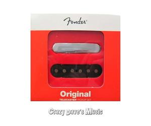 Fender Original Vintage Tele Pickup Set, Noir & Nickel | Set de 2 micros simple bobinage, remplacement Tele, son vintage blues & country, chevalet & manche, finition noir/nickel