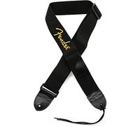 Fender Sangle de guitare réglable 33”–53” en polyester avec logo jaune – Noir