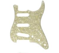 Fender Pickguard Strat 11 trous Blanc Aged White Moto | Remplacement pickguard Strat 11 trous, style vintage, aged white moto, installation facile, compatible Fender Strat