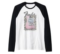 Fender Pink Grunge Leopard Guitar & Logo Manche Raglan