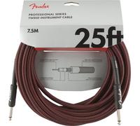 Fender PRO Câble Instrument Droit 25 ft - Rouge | Câble guitare électrique professionnel, faible bruit, connecteurs droits, idéal scène & studio, robuste, 25 ft, rouge