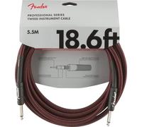 Fender PRO Câble Instrument Tressé Rouge 18 ft | Câble guitare électrique & basse, tressé rouge, 18 ft, connecteurs droits, scène & studio, série PRO