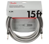 Fender Pro Câble Instrument Tweed Blanc 15 ft | Câble guitare électrique, finition tweed blanc, connecteurs droits, scène & studio, 15 ft, série Pro Fender