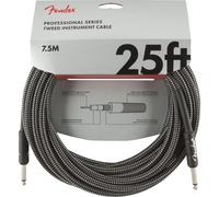 Fender PRO Câble Instrument Tweed Straight 25 ft | Câble guitare électrique professionnel, faible bruit, finition tweed, idéal scène & studio, connecteurs droits, 25 ft