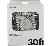 Fender Pro Coil Instrument Cable, Straight, White Tweed, 30 ft | Câble spiralé professionnel 30 pi, tweed blanc, guitare électrique & basse, faible bruit, usage scénique