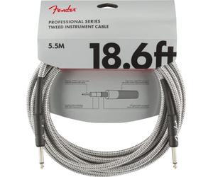 Fender Pro Series Câble Instrument Tweed Blanc 18 ft | Câble guitare électrique professionnel, connecteurs droits, gaine tweed robuste, idéal scène & studio, 18 ft