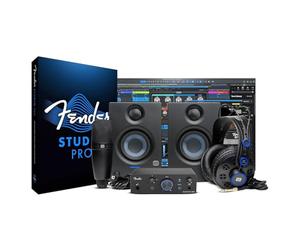 Fender Quantum Complete Bundle | Kit d’enregistrement domestique avec interface audio USB-C LT 2, micro à condensateur M7 MkII, casque HD7, moniteurs Eris 3.5, Fender Studio Pro, Pack Studio Débutant