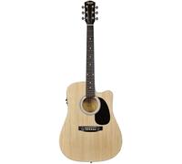 Fender SA-105CE Guitare Electro Acoustique, Dreadnought Cutaway, Naturel, Inclus des Cours Virtuels Gratuits sur Fender Play