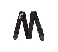 Fender Sangle de Guitare, Tissu en Polyester avec Logo Gris, Réglable 33”-53”, Noir