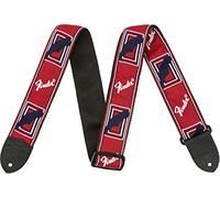 Fender Sangle monogrammée – Longueur entièrement réglable 90–145 cm – Rouge/Noir/Bleu