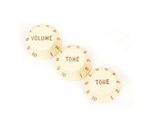 Fender© »Strat Pot Knobs« Boutons de commande pour Stratocaster® - Volume/Tone/Tone - Parchemin