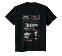 Fender Stratocaster Diagram Boxes Guitar T-Shirt, Enfant, Noir, 3 Ans