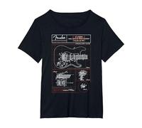 Fender Stratocaster Diagram Boxes Guitar T-Shirt, Femme Grandes Tailles, Noir, 6X