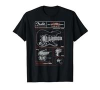 Fender Stratocaster Diagram Boxes Guitar T-Shirt, Homme, Noir, XL