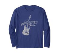 Fender Stratocaster Sparkling Guitar Vintage Poster Manche Longue, Unisexe pour Adultes, Bleu Marine, XL