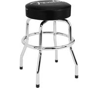 Fender Tabouret, Idéal pour Les Joueurs et Fans de Guitare, avec Logo Spaghetti, Rembourré en Mousse, 24", Noir et Chrome