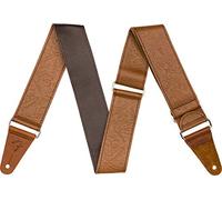 Fender©"Tooled Leather Sangle Sangle pour Guitare et Basse - 5cm de large - Brun