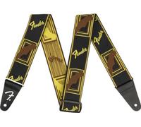 Fender Weighless Monogram Sangle Guitare & Basse Large 5cm Noir | Sangle rembourrée ultra-légère, 5cm de large, confort longue durée, guitare & basse, motif monogramme, noir/jaune/brun