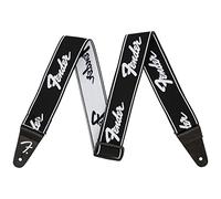 Fender Sangle de guitare WeightLess - logo de course - Noir/blanc 5,1 cm