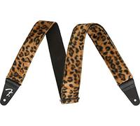 Fender Wild Animal Sangle Guitare Imprimé Léopard, 2 Pouces | Housse en fausse fourrure polyester, extrémités en cuir, doublure en nylon