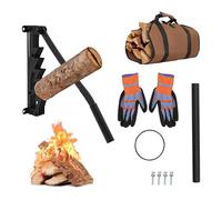 Fendeur de bûches manuel - Fendeur de bois manuel - Fendeur de bois manuel - Couteau à copeaux - Support mural pour bois tendre, fendeur d'allumage avec anneau de sécurité et gants