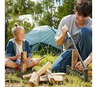 Fendeuse à bois à double poignée améliorée avec système de serrage à 7 dents, angle d'ouverture de 180 °, construction en acier au manganèse pour bois de chauffage doux, camping, dos