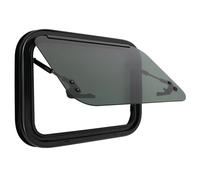 Fenêtre à fermeture éclair avec confidentialité, fenêtre rectangulaire rectangulaire avec alliage d'aluminium et verre trempé, fenêtre d'exposition Angle d'ouverture max 85°, fenêtre extérieure Push