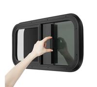 Fenêtre à soufflet pour camping-car 70 x 40 cm - Cadre en aluminium, fenêtre latérale pour caravane et van, verre teinté à 25 %, moustiquaire et ventilation - Fenêtre de remplacement en noir